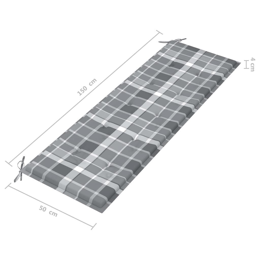 vidaXL aiapingi istmepadi, hallid ruudud, 150 x 50 x 3 cm, kangas hind ja info | Toolipadjad ja -katted | kaup24.ee