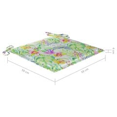 vidaXL aiatooli istmepadjad, 4 tk, lehemuster, 50 x 50 x 3 cm hind ja info | Toolipadjad ja -katted | kaup24.ee