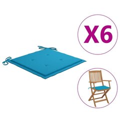 vidaXL aiatooli istmepadjad, 6 tk, sinine, 40 x 40 x 3 cm, kangas цена и информация | Подушки, наволочки, чехлы | kaup24.ee