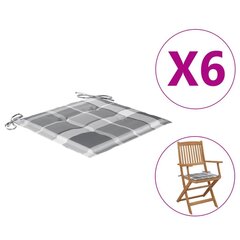 vidaXL aiatooli istmepadjad, 6 tk, halliruuduline, 40x40x3 cm, kangas цена и информация | Подушки, наволочки, чехлы | kaup24.ee