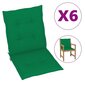 vidaXL aiatooli istmepadjad 6 tk roheline 100 x 50 x 3 cm hind ja info | Toolipadjad ja -katted | kaup24.ee