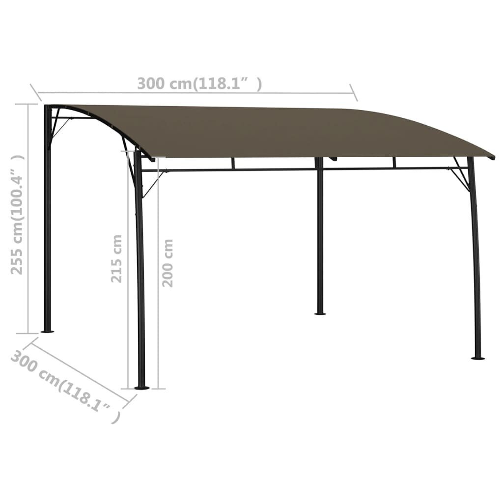 vidaXL varjualune 3 x 3 x 2,55 m pruunikashall hind ja info | Varikatused ja aiapaviljonid | kaup24.ee