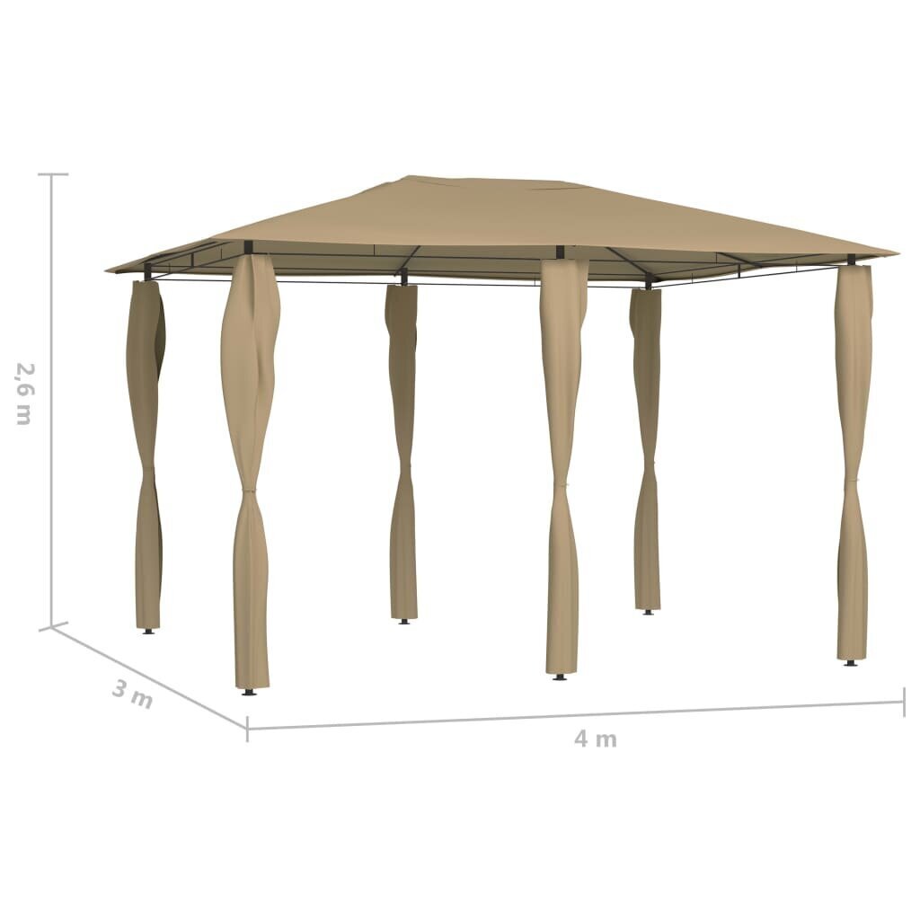 vidaXL lehtla postikatetega 3x4x2,6 m, pruunikashall 160 g/m² hind ja info | Varikatused ja aiapaviljonid | kaup24.ee