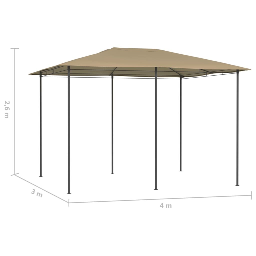 vidaXL lehtla, 3 x 4 x 2,6 m, pruunikashall, 160 g/m² hind ja info | Varikatused ja aiapaviljonid | kaup24.ee