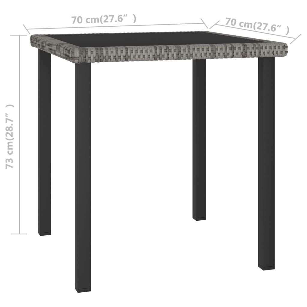 vidaXL aia söögilaud, hall, 70 x 70 x 73 cm, polürotang hind ja info | Aialauad | kaup24.ee