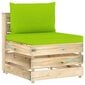 vidaXL keskmine diivan istmepatjadega, roheline, immutatud puit hind ja info | Aiatoolid | kaup24.ee