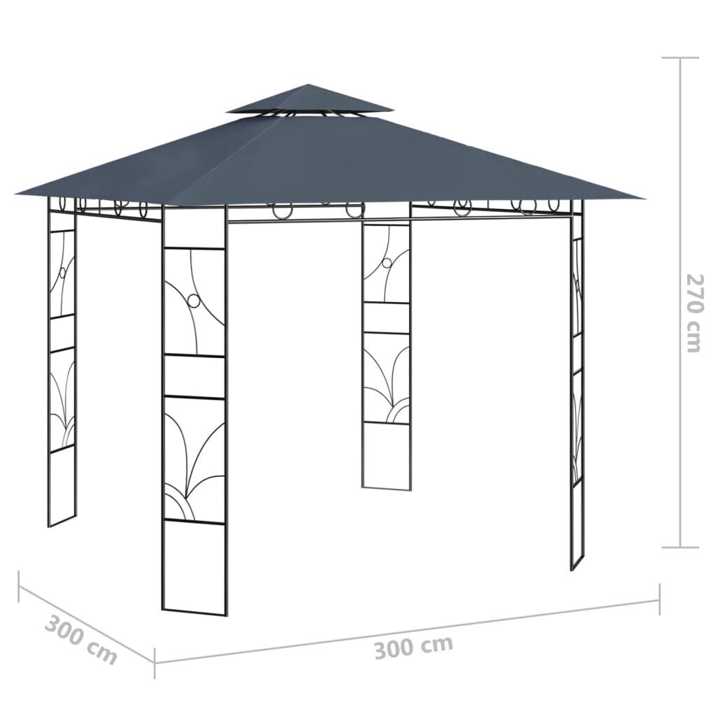 vidaXL lehtla 3 x 3 x 2,7 m, antratsiithall, 160 g/m² цена и информация | Varikatused ja aiapaviljonid | kaup24.ee