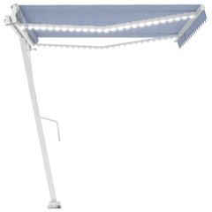 vidaXL automaatne varikatus LED ja tuuleandur 450x300 cm sinine, valge hind ja info | Päikesevarjud, markiisid ja alused | kaup24.ee