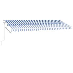 vidaXL automaatne varikatus LEDi ja tuuleanduriga, 500 x 300 cm, sinine ja valge цена и информация | Зонты, маркизы, стойки | kaup24.ee
