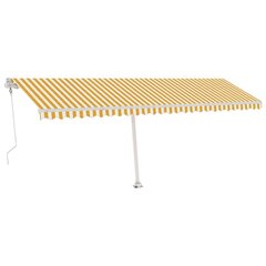 vidaXL automaatne varikatus, LED, tuuleandur 600x350 cm, kollane/valge hind ja info | Päikesevarjud, markiisid ja alused | kaup24.ee