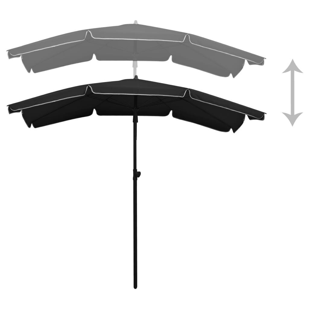 vidaXL päikesevari postiga, 200 x 130 cm, must hind ja info | Päikesevarjud, markiisid ja alused | kaup24.ee