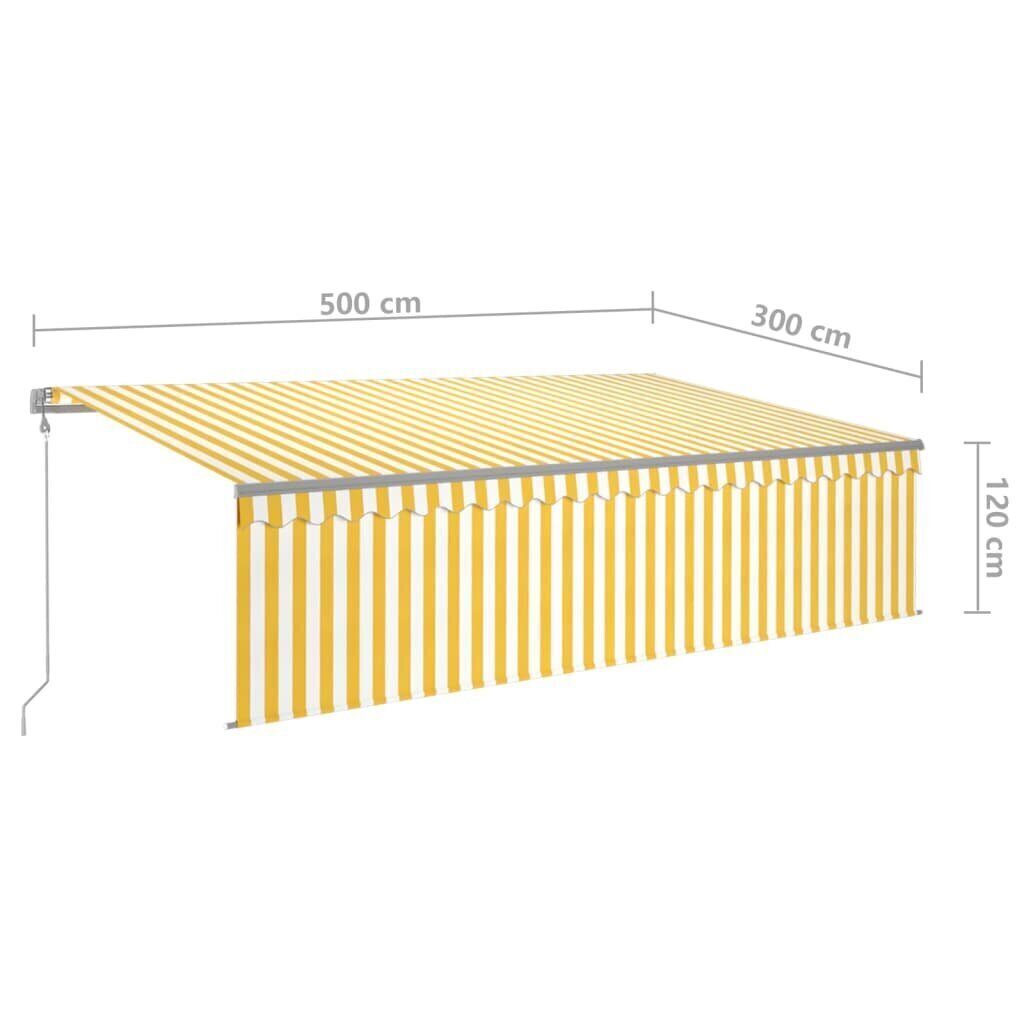 vidaXL automaatne varikatus LED, tuuleandur, 5x3 m, kollane ja valge hind ja info | Päikesevarjud, markiisid ja alused | kaup24.ee