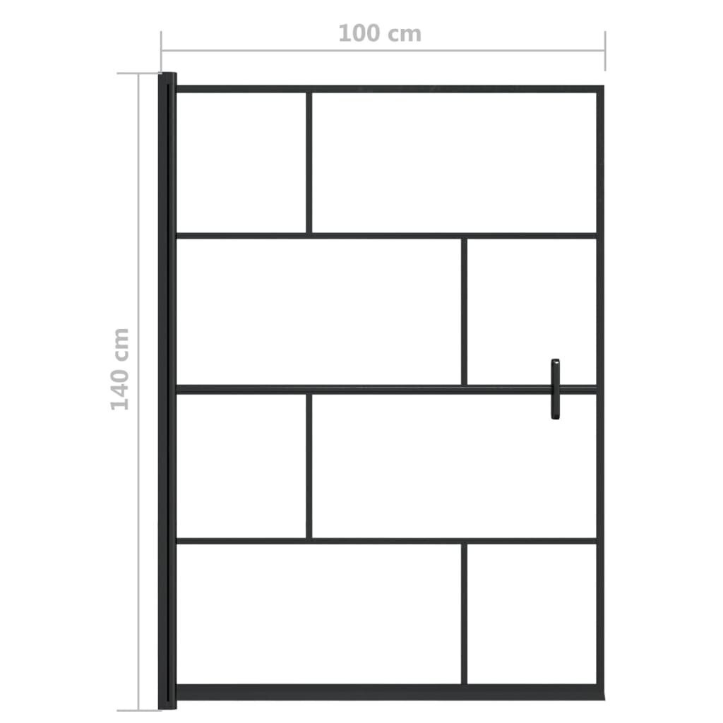 vidaXL dušinurga uks, ESG-klaas, 100x140 cm, must hind ja info | Dušikabiinide uksed ja seinad | kaup24.ee