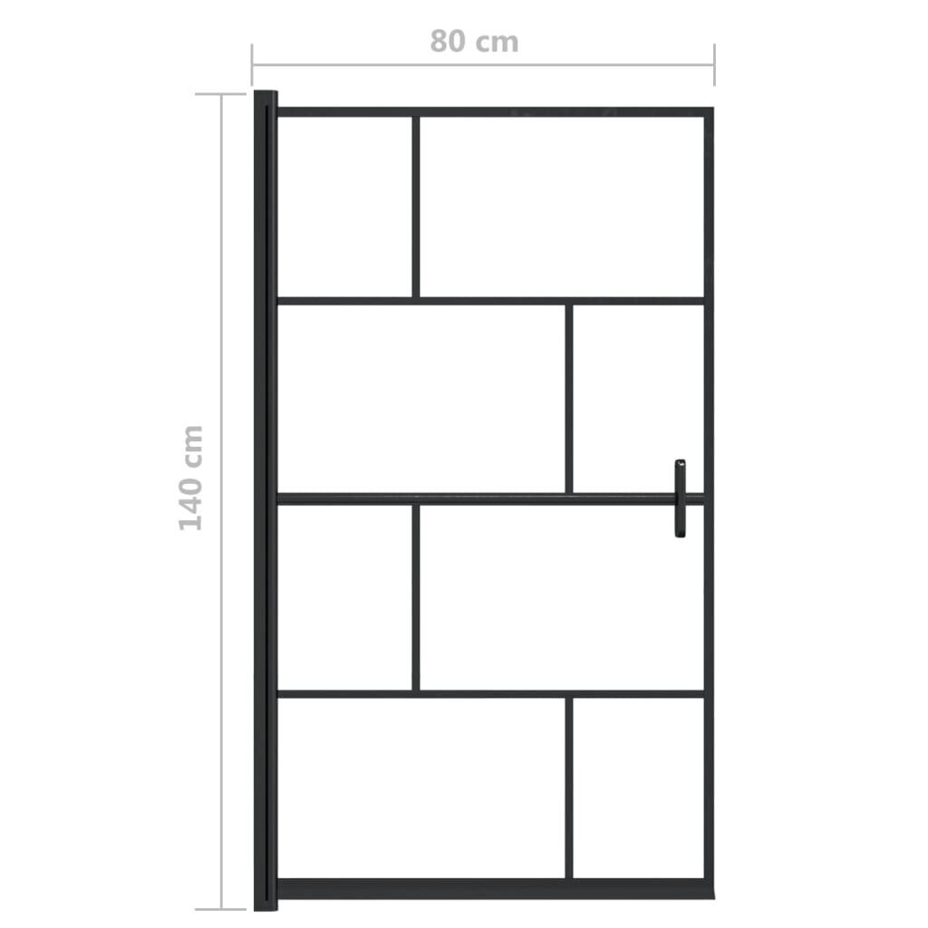 vidaXL dušinurga uks, ESG-klaas, 80x140 cm, must цена и информация | Dušikabiinide uksed ja seinad | kaup24.ee