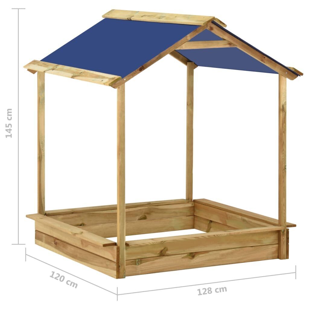 vidaXL mängumaja liivakastiga 128 x 120 x 145 cm männipuit hind ja info | Mänguväljakud, mängumajad | kaup24.ee