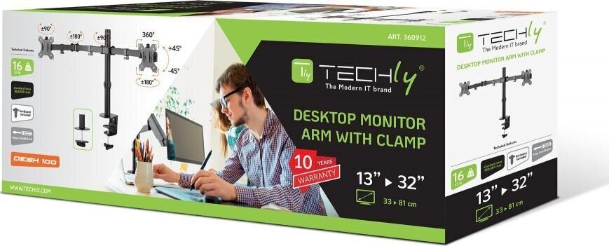 Techly 2x LED/LCD 13-32" цена и информация | Monitori hoidjad | kaup24.ee