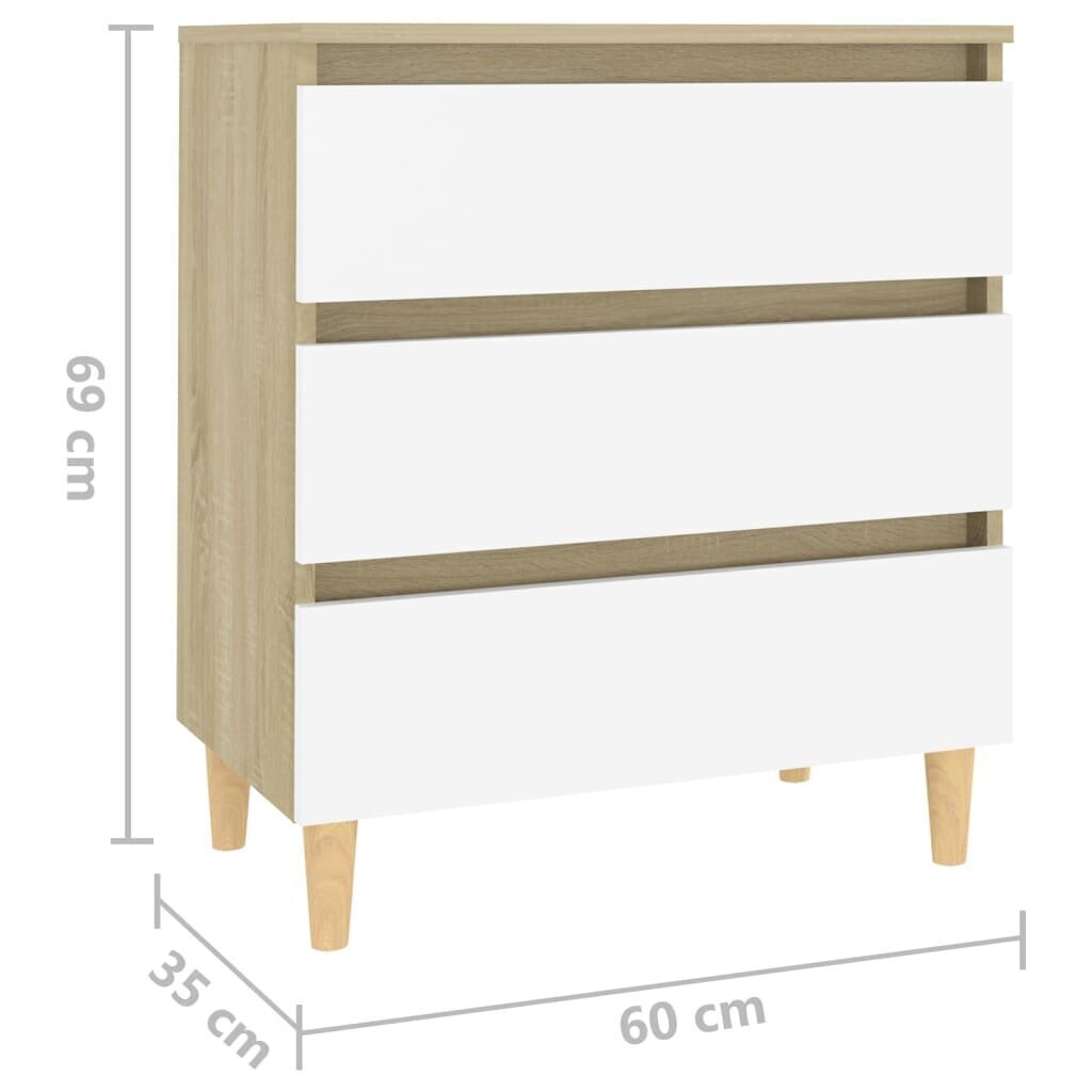 vidaXL puhvetkapp, valge ja Sonoma tamm, 60x35x69 cm, puitlaastplaat hind ja info | Elutoa väikesed kapid | kaup24.ee