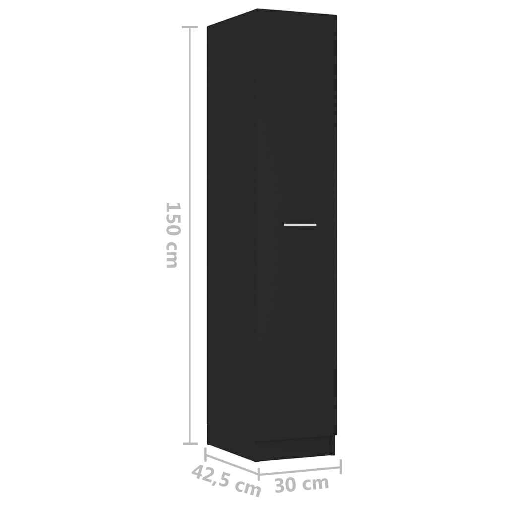 vidaXL sahtlitega kapp, must, 30x42,5x150 cm, puitlaastplaat hind ja info | Elutoa väikesed kapid | kaup24.ee