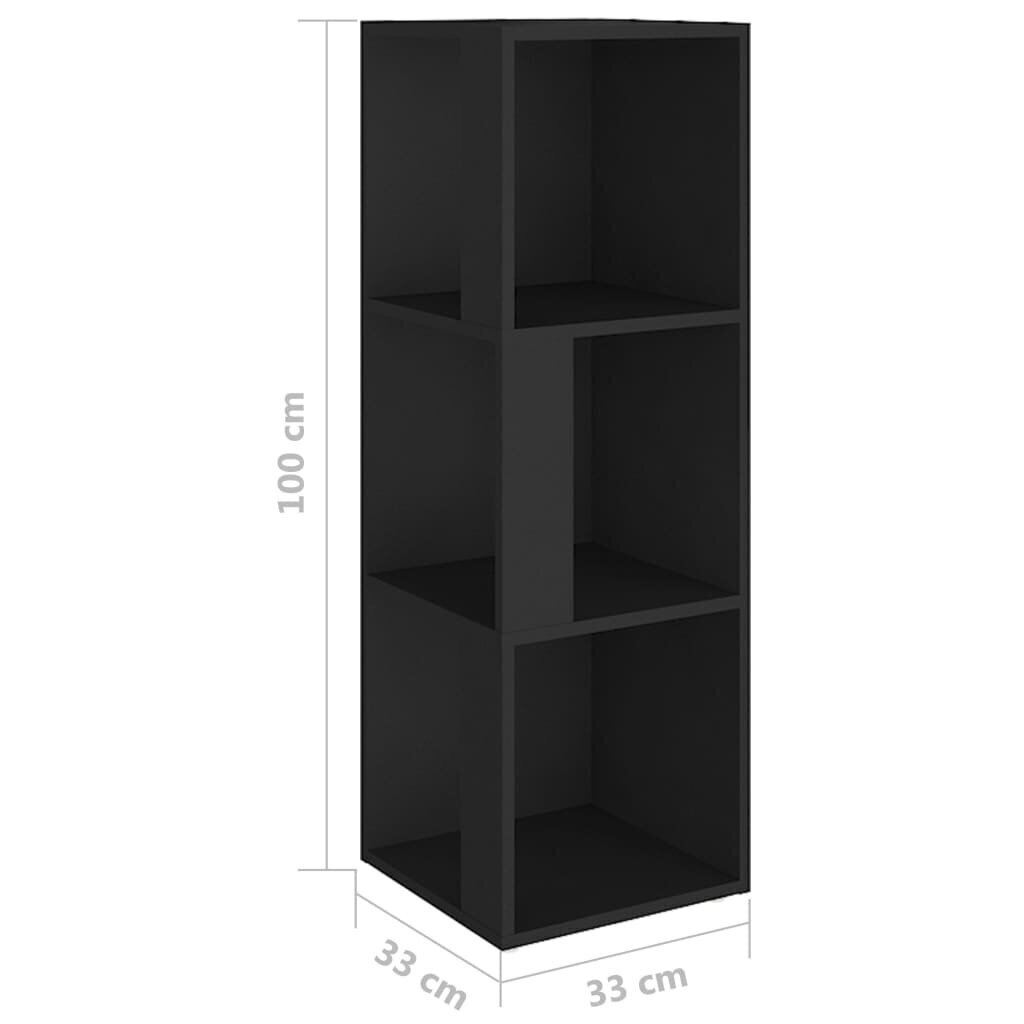 vidaXL nurgakapp, must, 33 x 33 x 100 cm, puitlaastplat цена и информация | Elutoa väikesed kapid | kaup24.ee