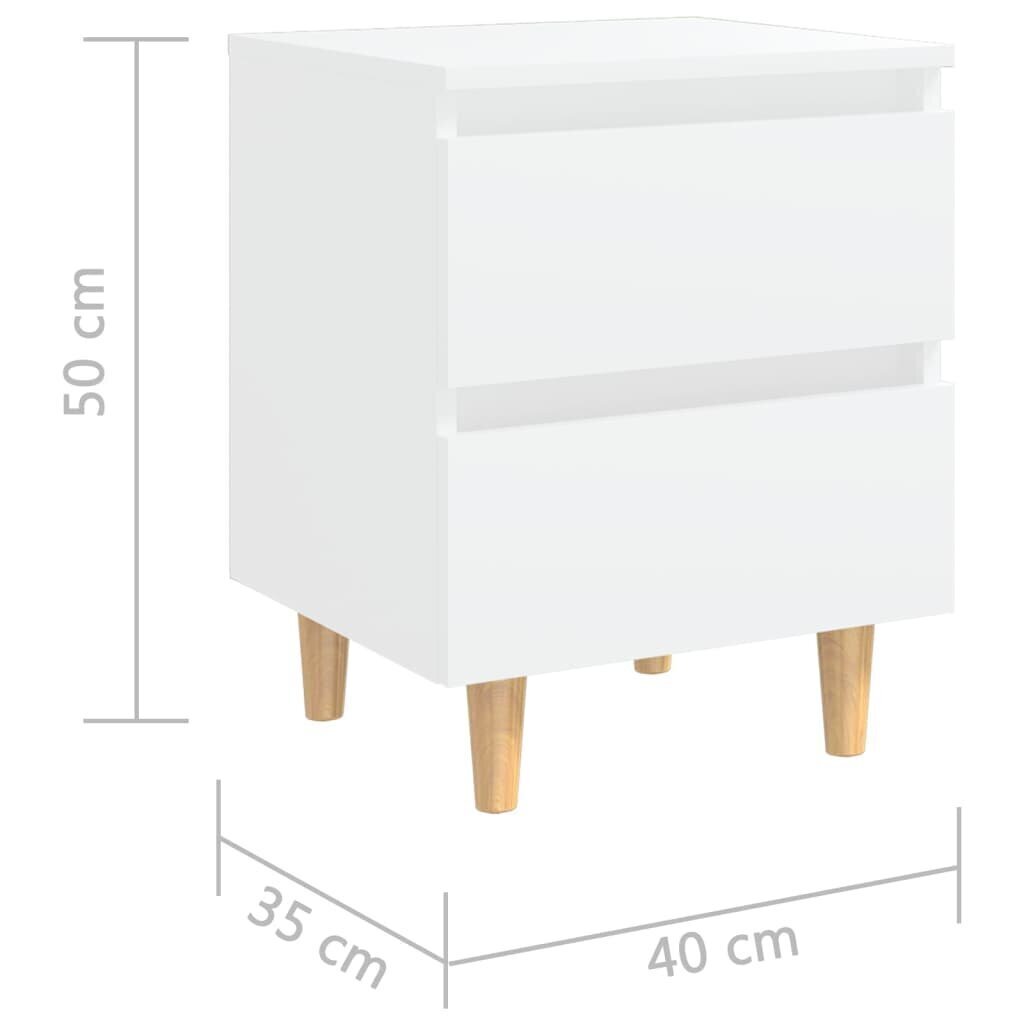 vidaXL öökapid männipuidust jalad 2 tk, valge, 40x35x50 cm hind ja info | Öökapid | kaup24.ee