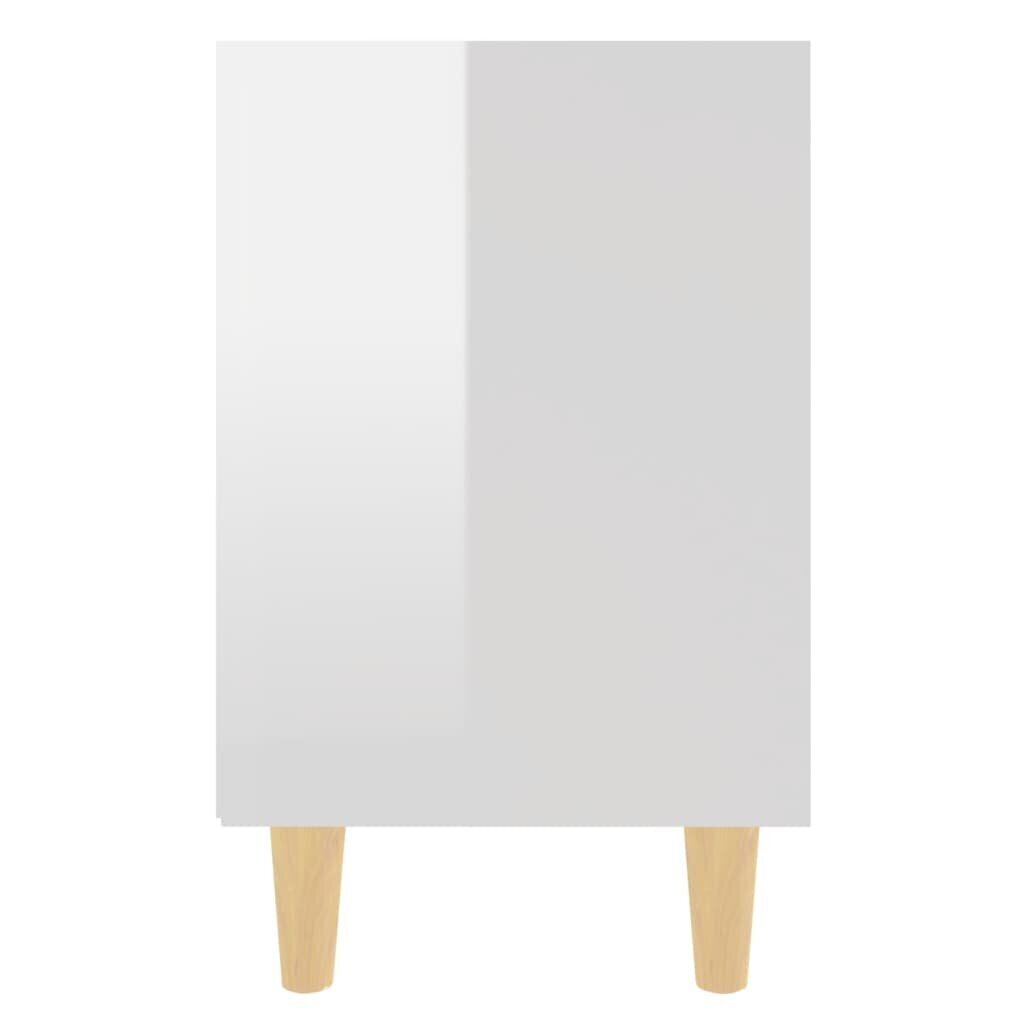 vidaXL öökapp puidust jalgadega, kõrgläikega valge, 40 x 30 x 50 cm hind ja info | Öökapid | kaup24.ee