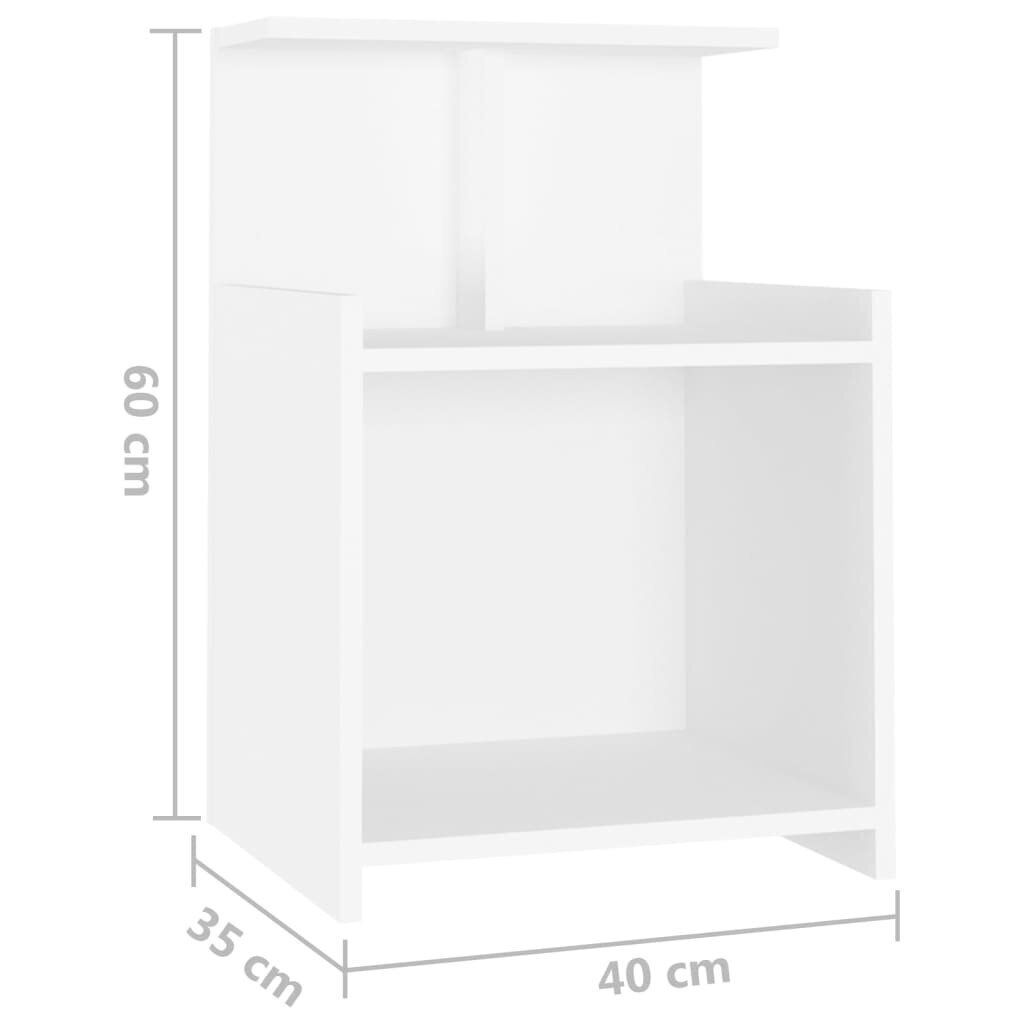 vidaXL öökapid 2 tk, valge, 40x35x60 cm, puitlaastplaat hind ja info | Öökapid | kaup24.ee