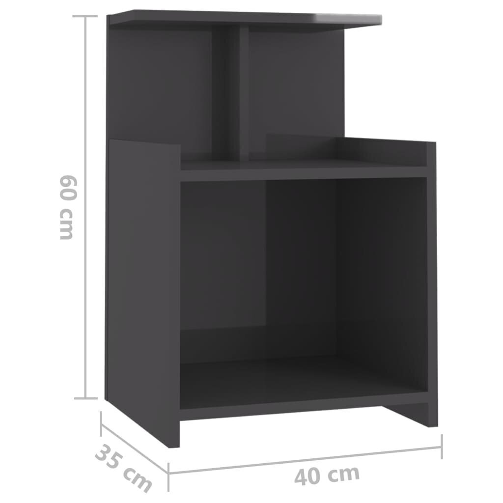 vidaXL öökapp, kõrgläikega hall, 40x35x60 cm, puitlaastplaat цена и информация | Öökapid | kaup24.ee