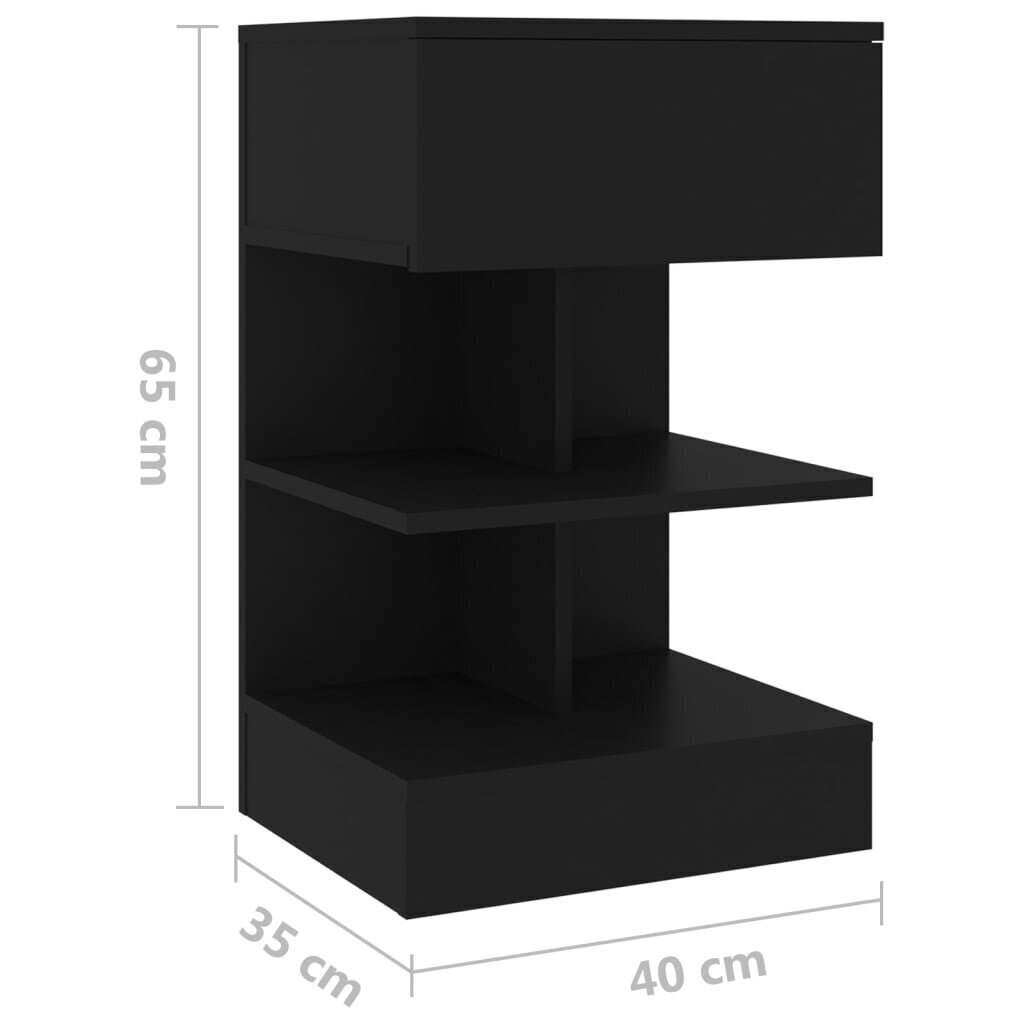 vidaXL öökapid 2 tk, must, 40 x 35 x 65 cm, puitlaastplaat hind ja info | Öökapid | kaup24.ee