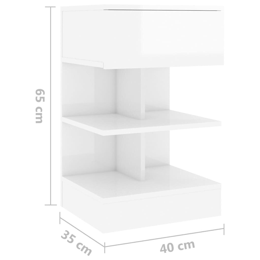 vidaXL öökapid 2 tk, kõrgläikega valge, 40 x 35 x 65 cm, puitlaastplaat цена и информация | Öökapid | kaup24.ee