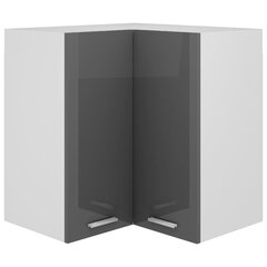 vidaXL seina nurgakapp, kõrgläikega hall, 57x57x60 cm, puitlaastplaat hind ja info | Köögikapid | kaup24.ee