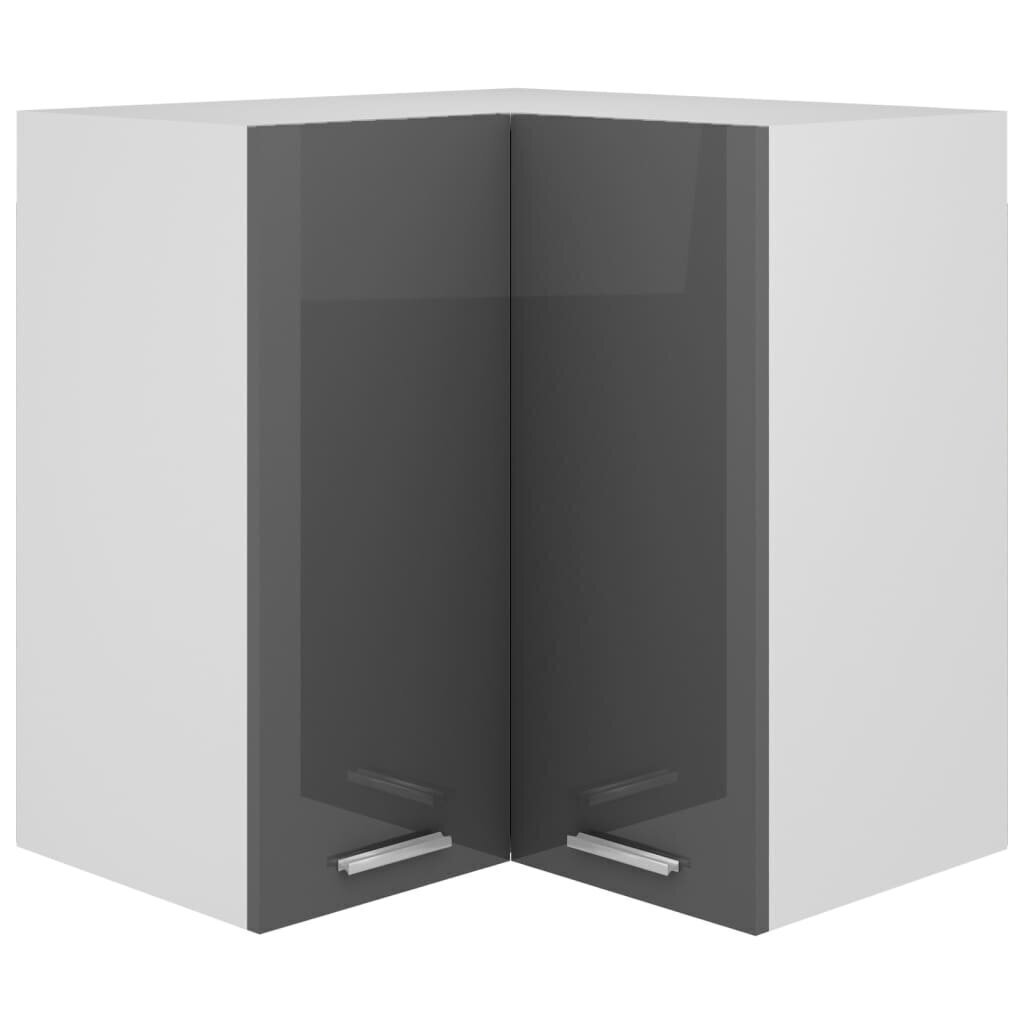 vidaXL seina nurgakapp, kõrgläikega hall, 57x57x60 cm, puitlaastplaat цена и информация | Köögikapid | kaup24.ee