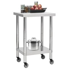 vidaXL köögi töölaud ratastega, 60x60x85 cm, roostevaba teras hind ja info | Köögimööbli tarvikud | kaup24.ee