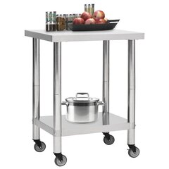 vidaXL köögi töölaud ratastega, 80x30x85 cm, roostevaba teras hind ja info | Köögimööbli tarvikud | kaup24.ee