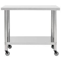 vidaXL köögi töölaud ratastega, 80x60x85 cm, roostevaba teras hind ja info | Köögimööbli tarvikud | kaup24.ee