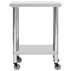 vidaXL köögi töölaud ratastega, 80x45x85 cm, roostevaba teras hind ja info | Köögimööbli tarvikud | kaup24.ee