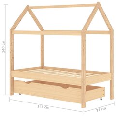 vidaXL lastevoodi raam sahtliga, männipuit, 70x140 cm hind ja info | Lastevoodid | kaup24.ee