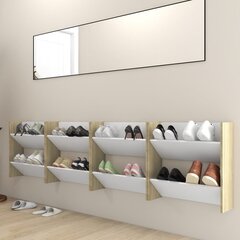 vidaXL seina kingakapid 4 tk valge, Sonoma 60x18x60 cm, puitlaastplaat hind ja info | Jalatsikapid, jalatsiriiulid | kaup24.ee
