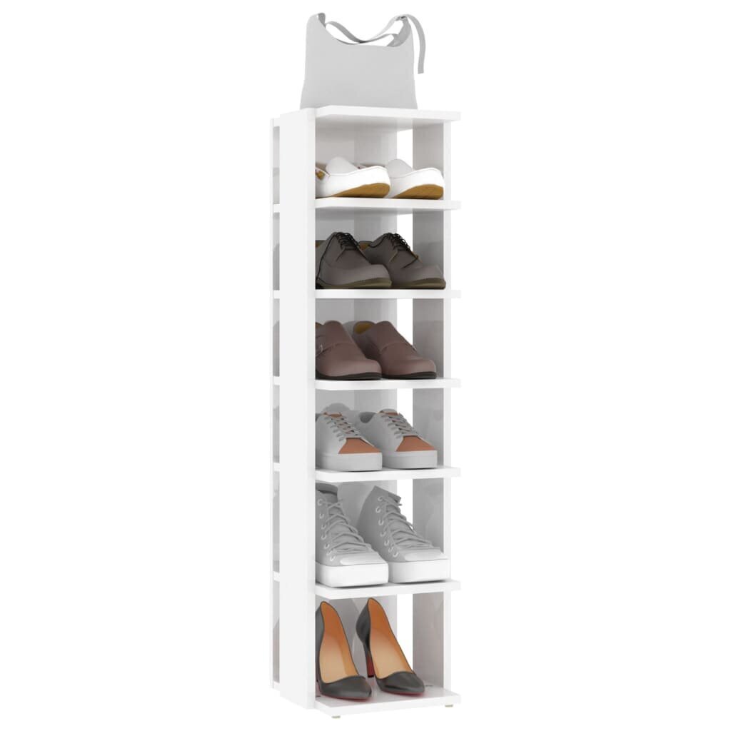 vidaXL kingakapp, kõrgläikega valge, 25 x 27 x 102 cm, puitlaastplaat hind ja info | Jalatsikapid, jalatsiriiulid | kaup24.ee