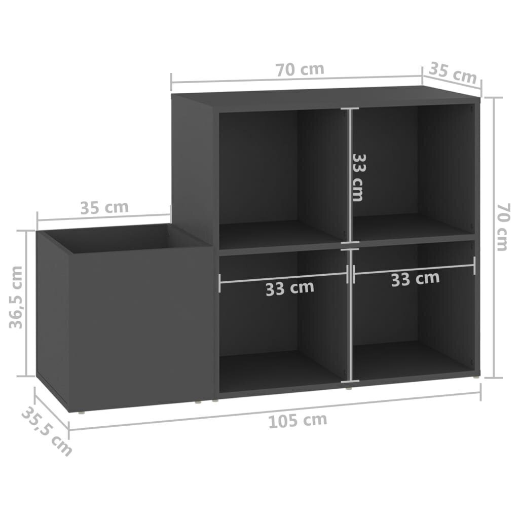 vidaXL esiku jalatsiriiul, hall, 105x35.5x70 cm, puitlaastplaat hind ja info | Jalatsikapid, jalatsiriiulid | kaup24.ee