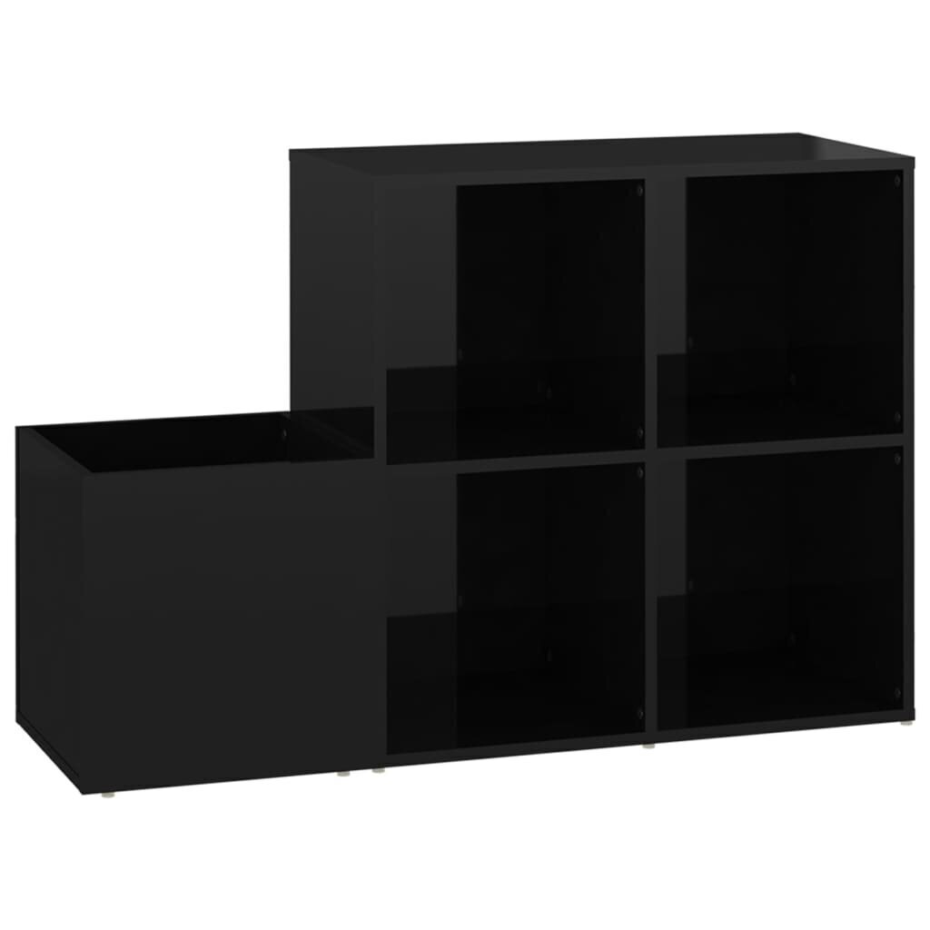 vidaXL jalatsiriiul, kõrgläikega must, 105x35.5x70 cm, puitlaastplaat hind ja info | Jalatsikapid, jalatsiriiulid | kaup24.ee