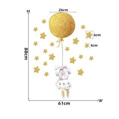Детская наклейка на стену Зайчик с воздушным шариком и звездочками цена и информация | Декоративные наклейки | kaup24.ee