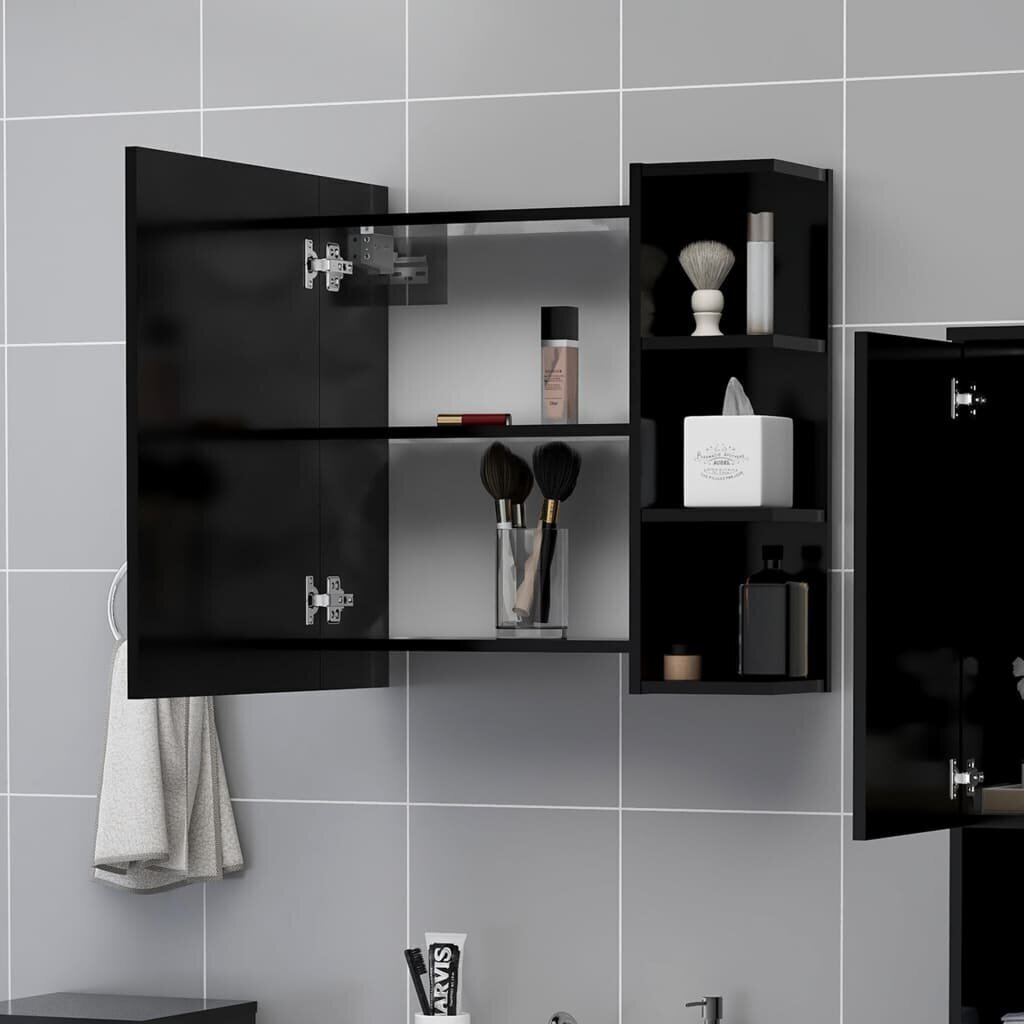 vidaXL vannitoa peeglikapp must 62,5x20,5x64 cm puitlaastplaat hind ja info | Vannitoakapid | kaup24.ee