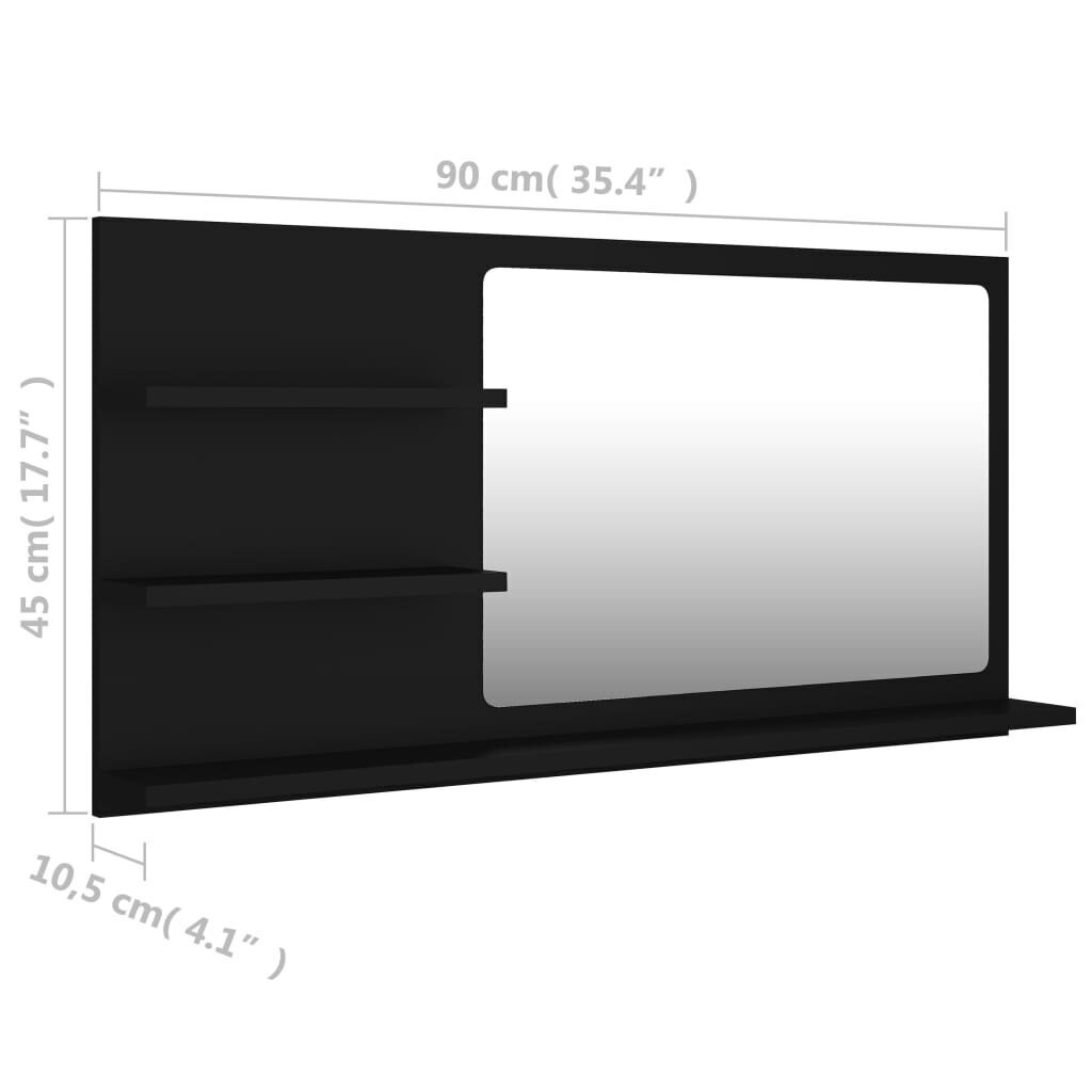 vidaXL vannitoa peeglikapp must 90x10,5x45 cm puitlaastplaat hind ja info | Vannitoakapid | kaup24.ee