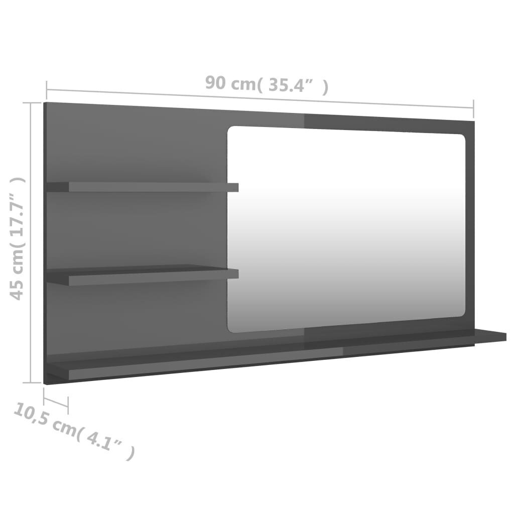vidaXL vannitoa peeglikapp hall 90x10,5x45 cm puitlaastplaat цена и информация | Vannitoakapid | kaup24.ee