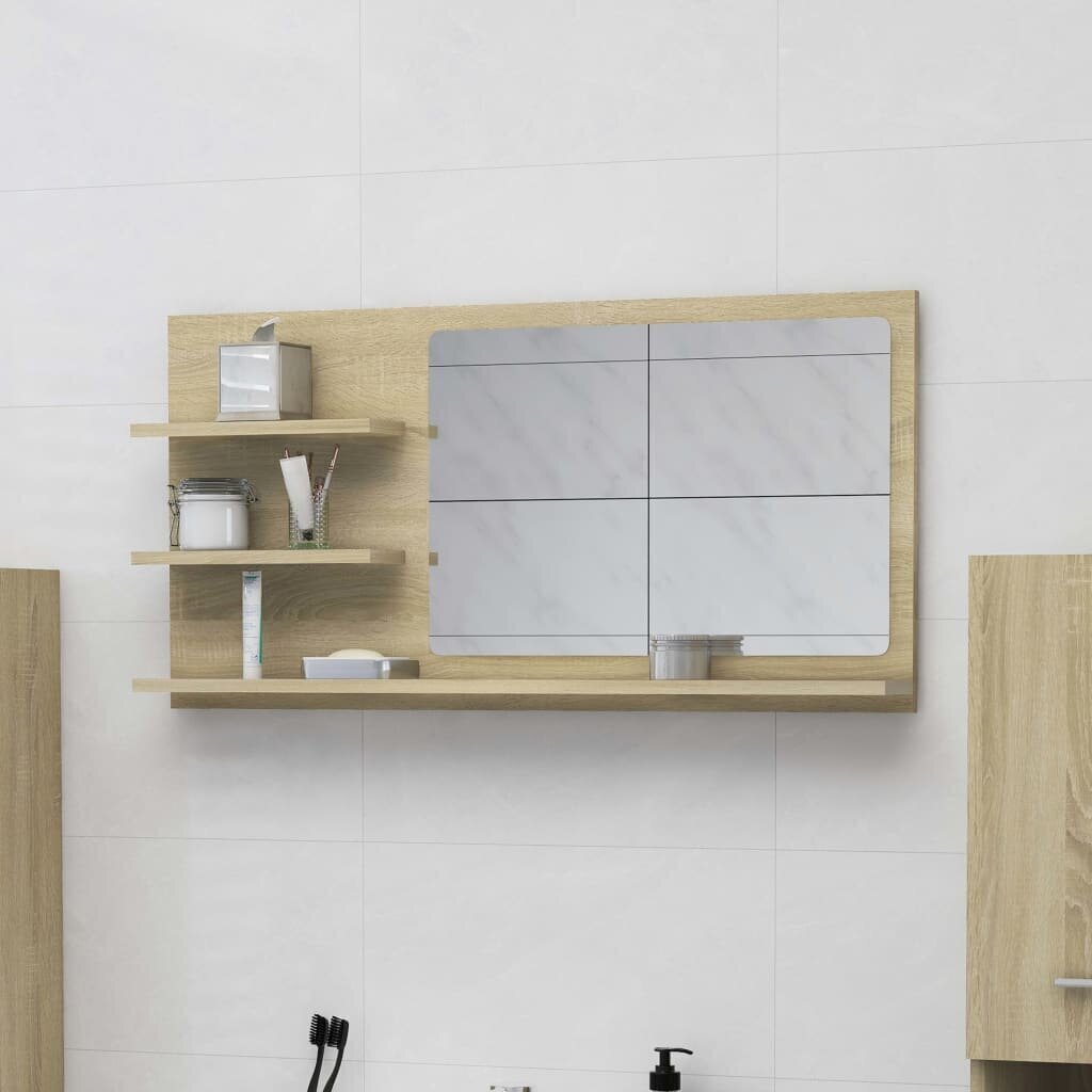 vidaXL vannitoa peegel, Sonoma tamm, 90 x 10,5 x 45 cm, puitlaastplaat hind ja info | Vannitoakapid | kaup24.ee