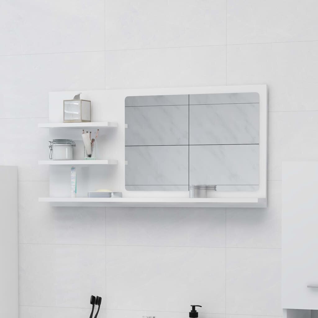 vidaXL vannitoa peeglikapp valge 90x10,5x45 cm puitlaastplaat цена и информация | Vannitoakapid | kaup24.ee