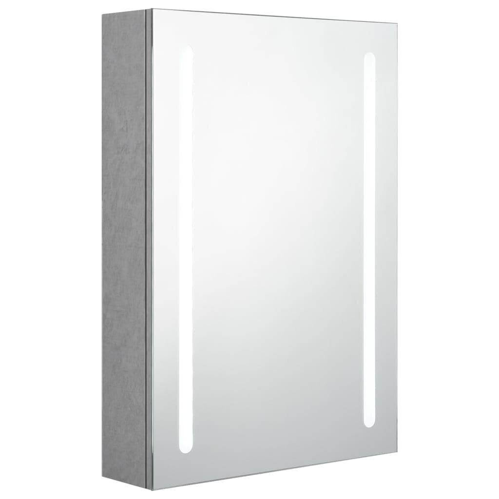 vidaXL LED vannitoa peegelkapp, betoonhall, 50 x 13 x 70 cm цена и информация | Vannitoakapid | kaup24.ee