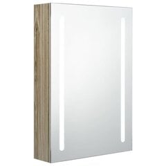 vidaXL LED vannitoa peegelkapp, tamm, 50 x 13 x 70 cm hind ja info | Vannitoakapid | kaup24.ee