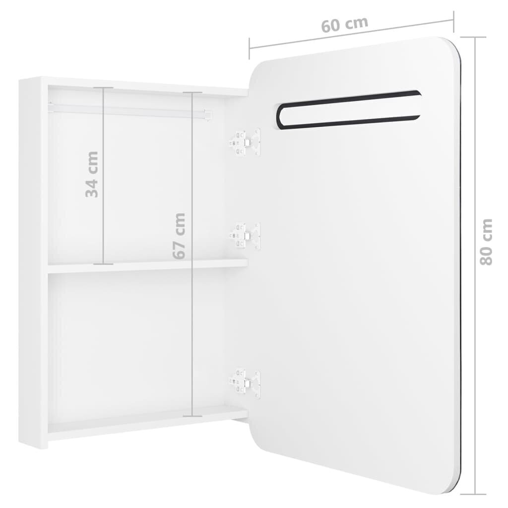 vidaXL LED vannitoa peegelkapp, valge, 60x11x80 cm hind ja info | Vannitoakapid | kaup24.ee
