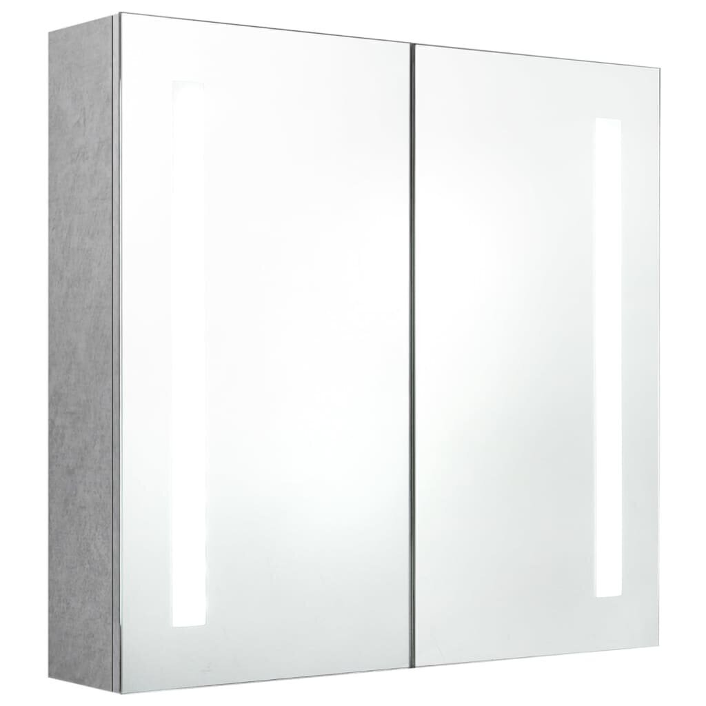 vidaXL LED vannitoa peegelkapp, betoonhall, 62 x 14 x 60 cm hind ja info | Vannitoakapid | kaup24.ee